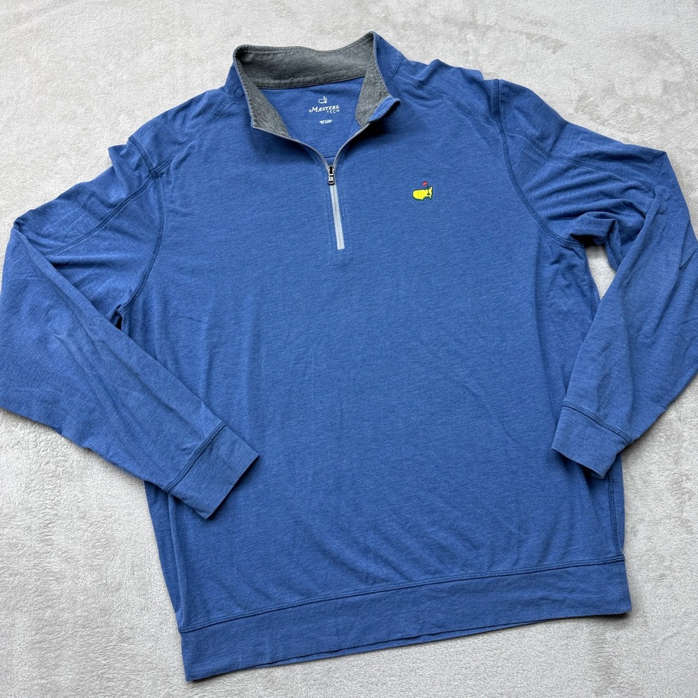 Masters Tech Pullover Mens Large Blue 1/4 Zip Pullover Golf Performance Augusta